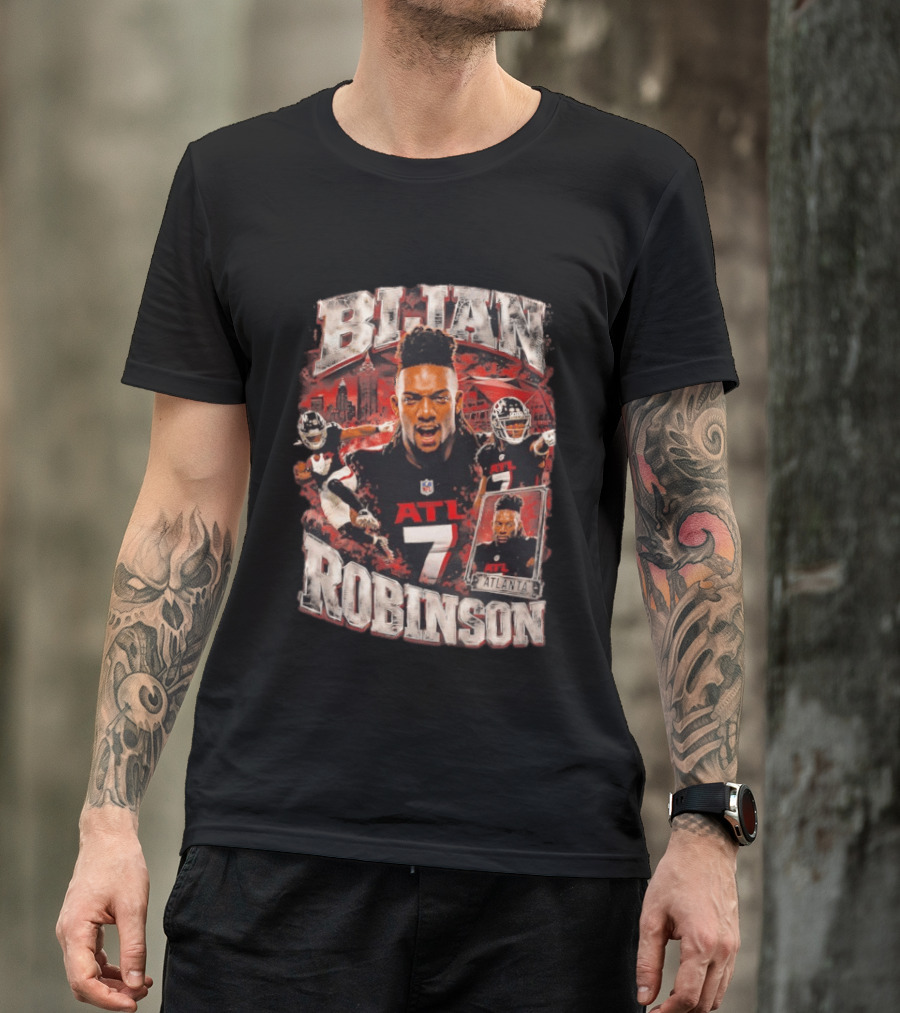 Bijan Robinson ATL Atlanta Falcons Number 7 Football Player Sports Collage T-Shirt