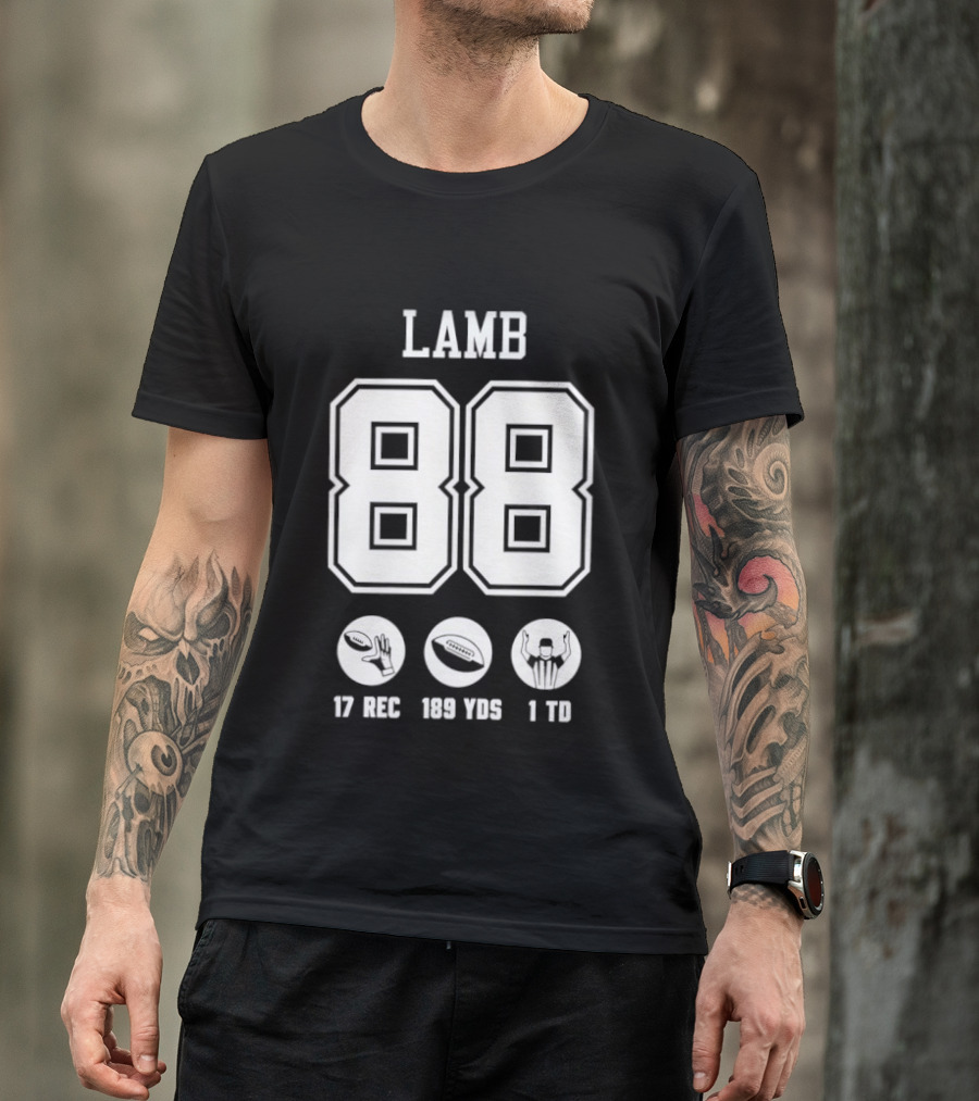 Dallas Cowboys CeeDee Lamb 88 17 Rec 189 Yds 1 Td T-Shirt