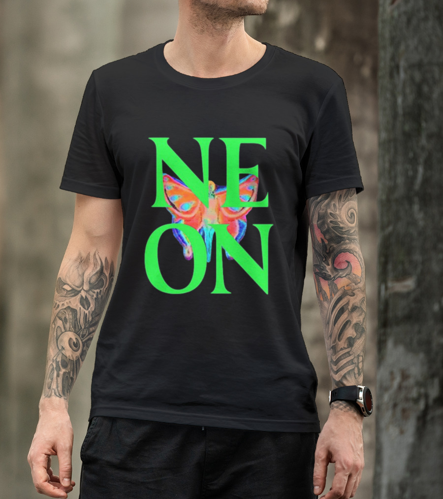 Neon Butterfly Interscope Store Colorful T-Shirt