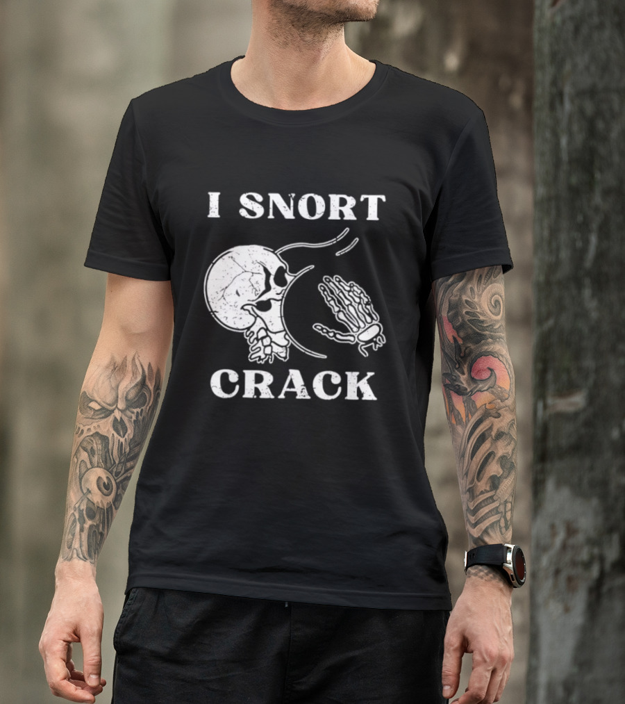 I Snort Crack Skull Skeleton Praying Hands T-Shirt