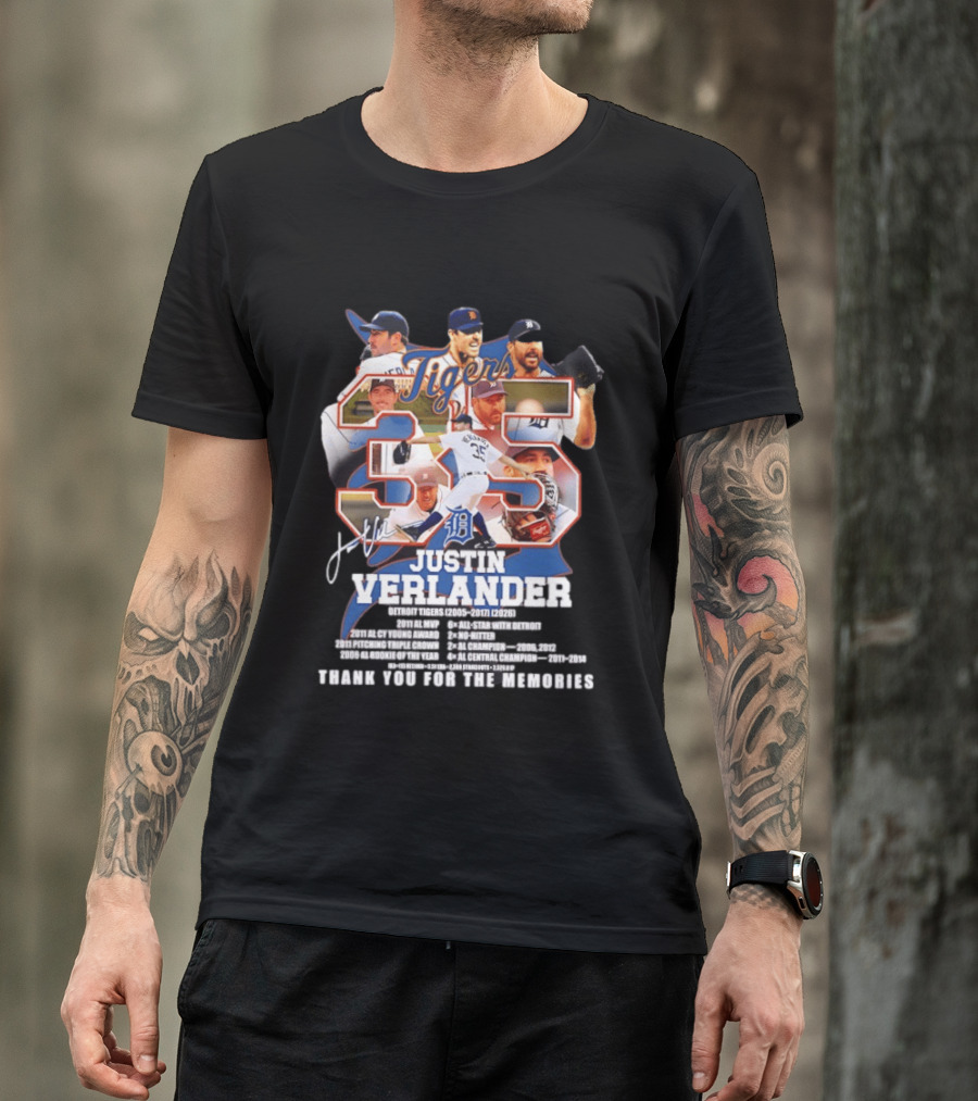 Detroit Tigers Justin Verlander 35 Thank You For The Memories 2026 T-Shirt