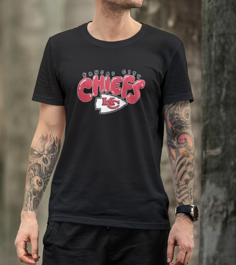Kansas City Chiefs Red Bubble Lettering Arrowhead KC T-Shirt