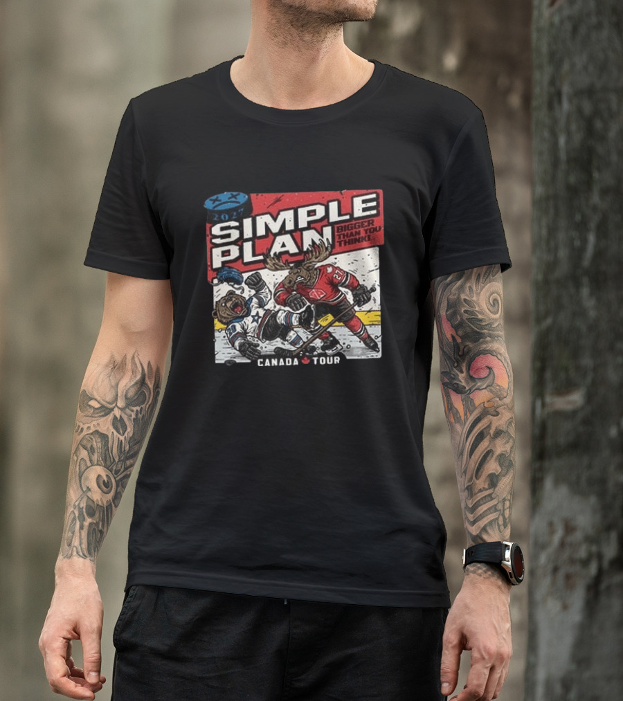 2027 Simple Plan Bigger Than You Think Canada Tour Hockey T-Shirt