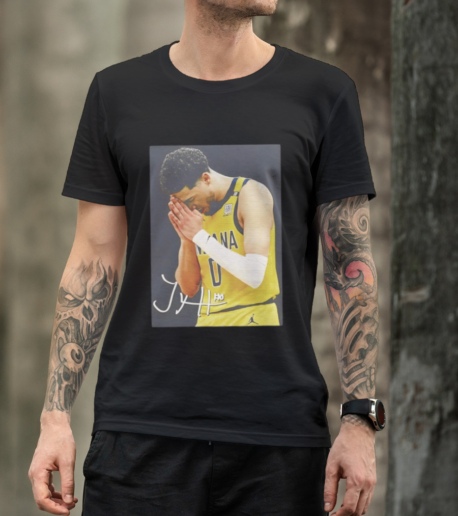 Tyrese Haliburton Indiana Pacers Praying NBA 0 JH Signature T-Shirt