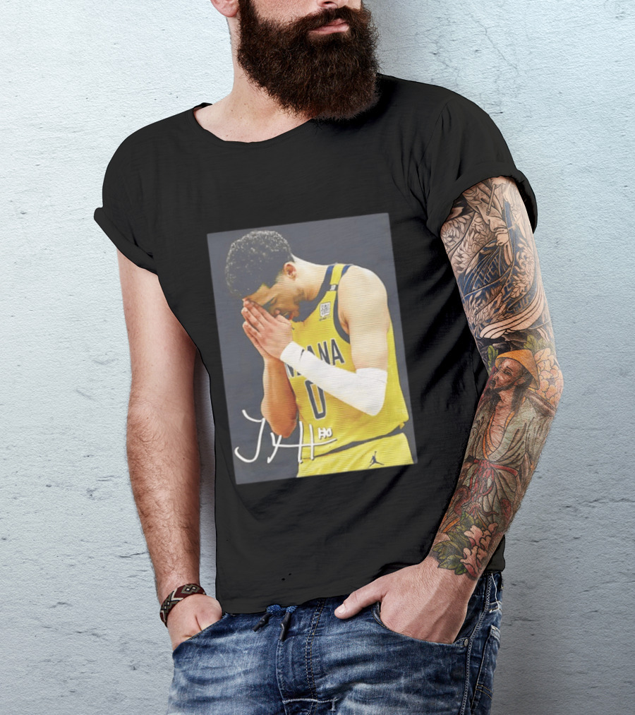 Tyrese Haliburton Indiana Pacers Praying NBA 0 JH Signature T-Shirt