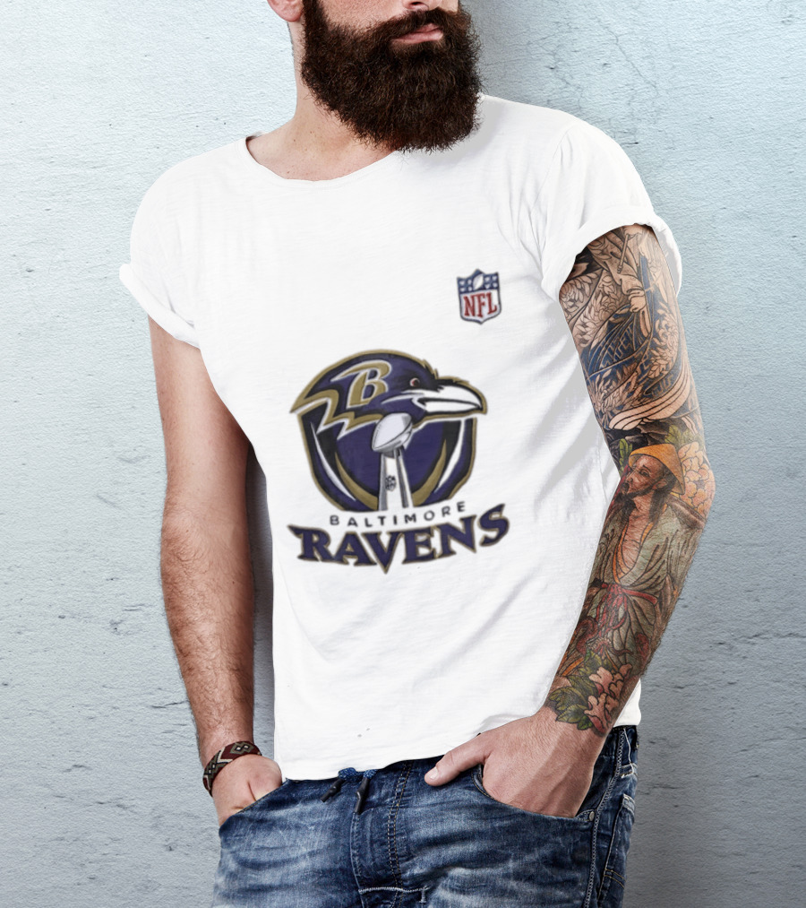 Baltimore Ravens Lamar Jackson 8 NFL Logo Ravens Football T-Shirt