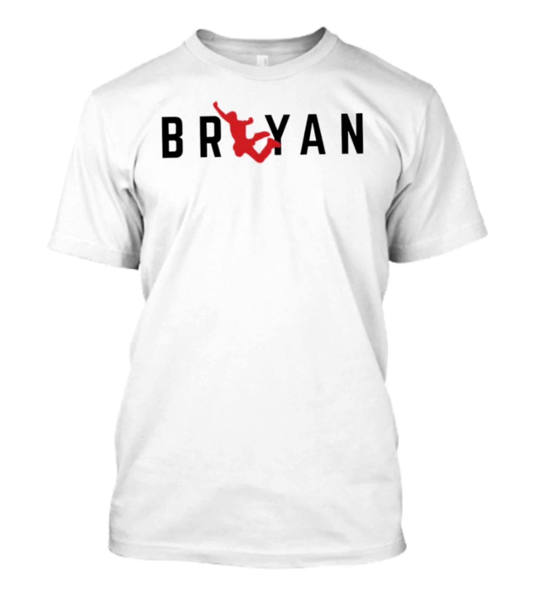 Bryan Personalized Silhouette With Red Jumping Figure T-Shirt