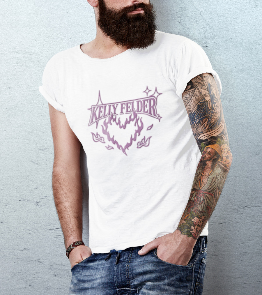 Kelly Felder Purple Flaming Heart Sparkle T-Shirt