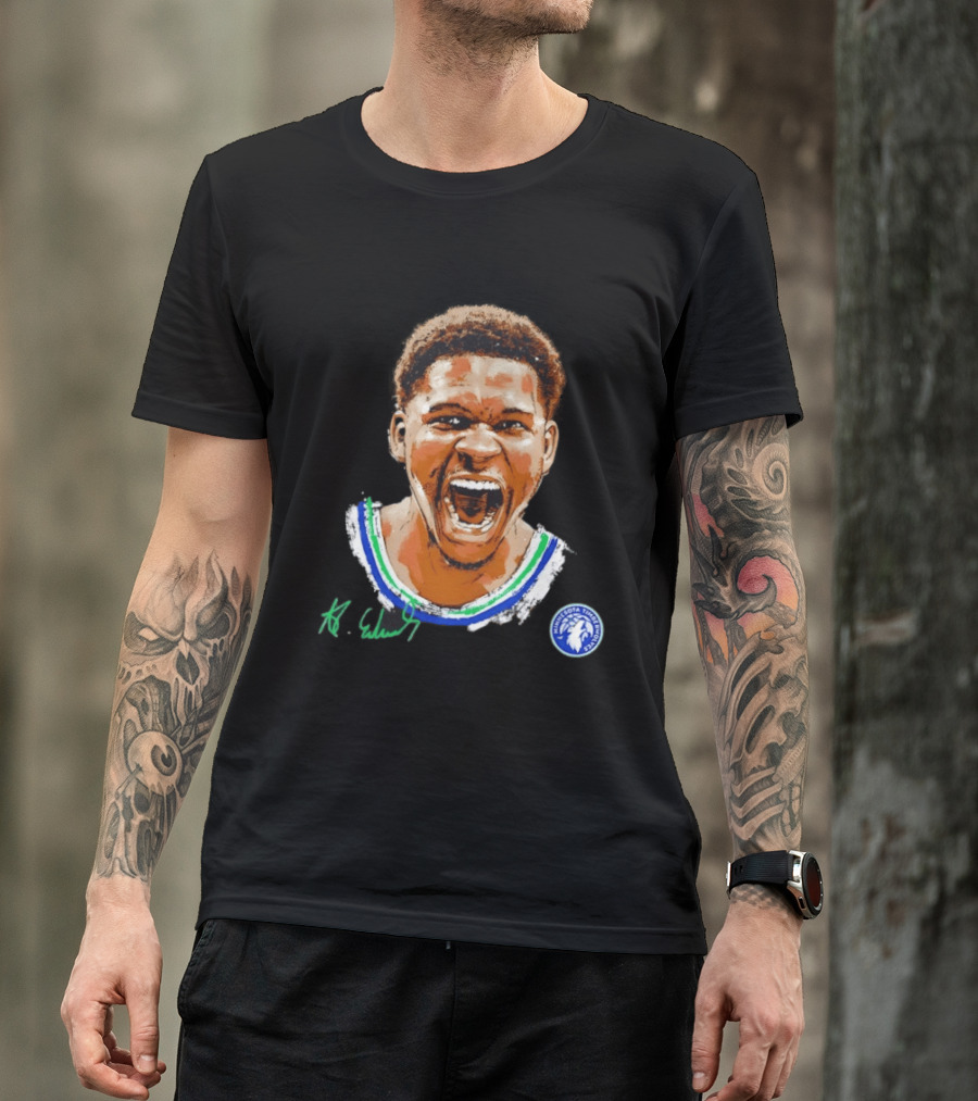 Anthony Edwards Minnesota Timberwolves Basketball Player Signature T-Shirt