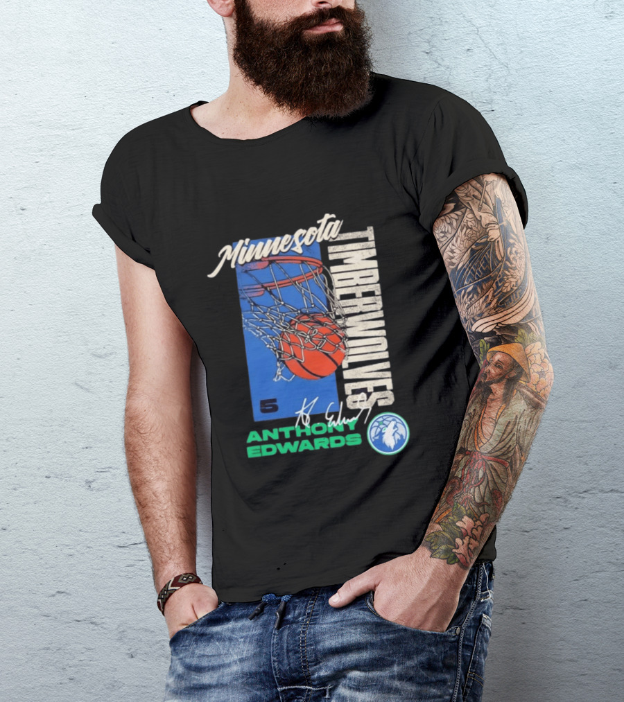 Minnesota Timberwolves Anthony Edwards 5 Basketball Team T-Shirt