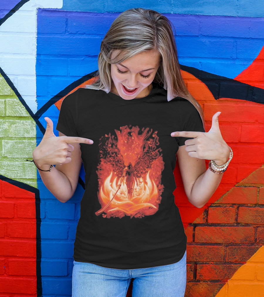 Elden Ring Scarlet Bloom Sword Woman Fiery Flower T-Shirt