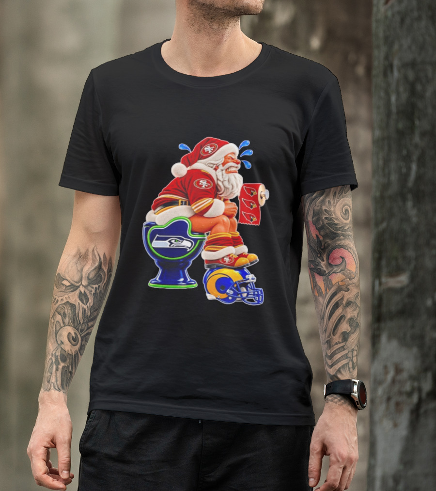San Francisco 49ers Santa Claus Seahawks Toilet Cardinals Rams Humor T-Shirt
