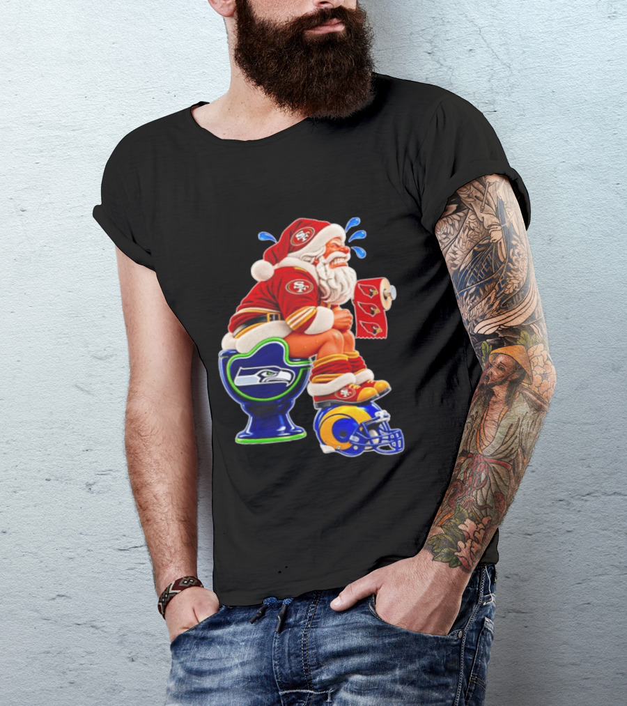 San Francisco 49ers Santa Claus Seahawks Toilet Cardinals Rams Humor T-Shirt