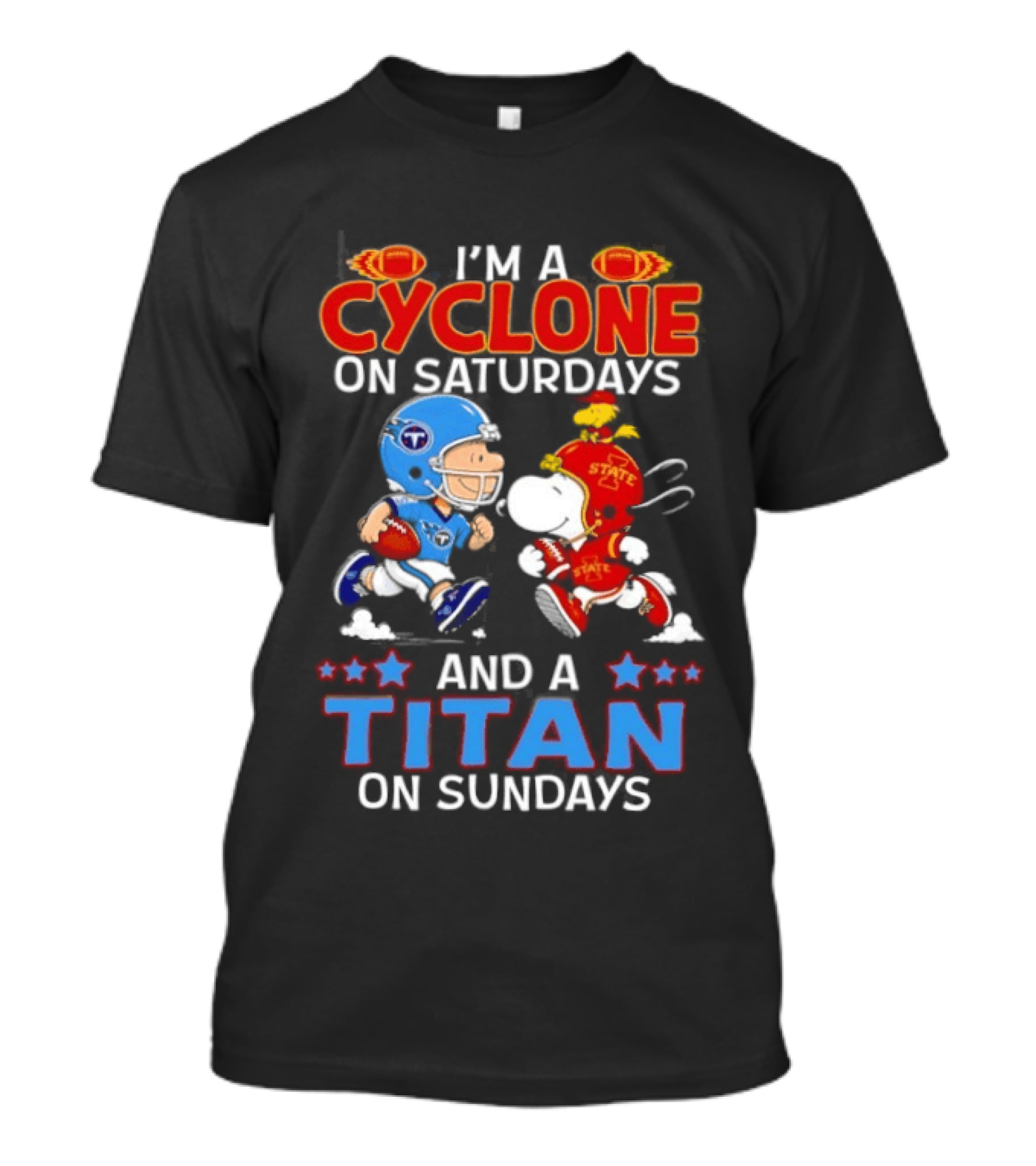 Charlie Brown Cyclone Saturdays Snoopy Titan Sundays Football T-Shirt