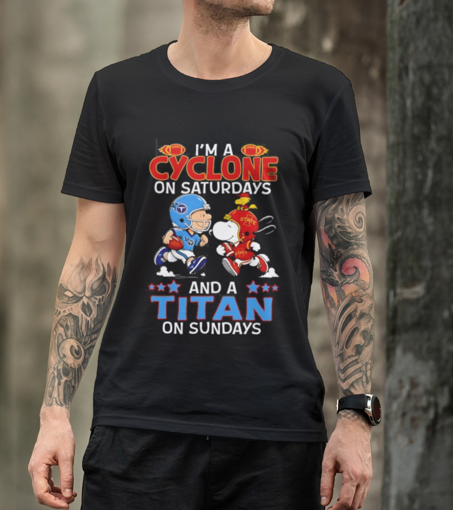 Charlie Brown Cyclone Saturdays Snoopy Titan Sundays Football T-Shirt