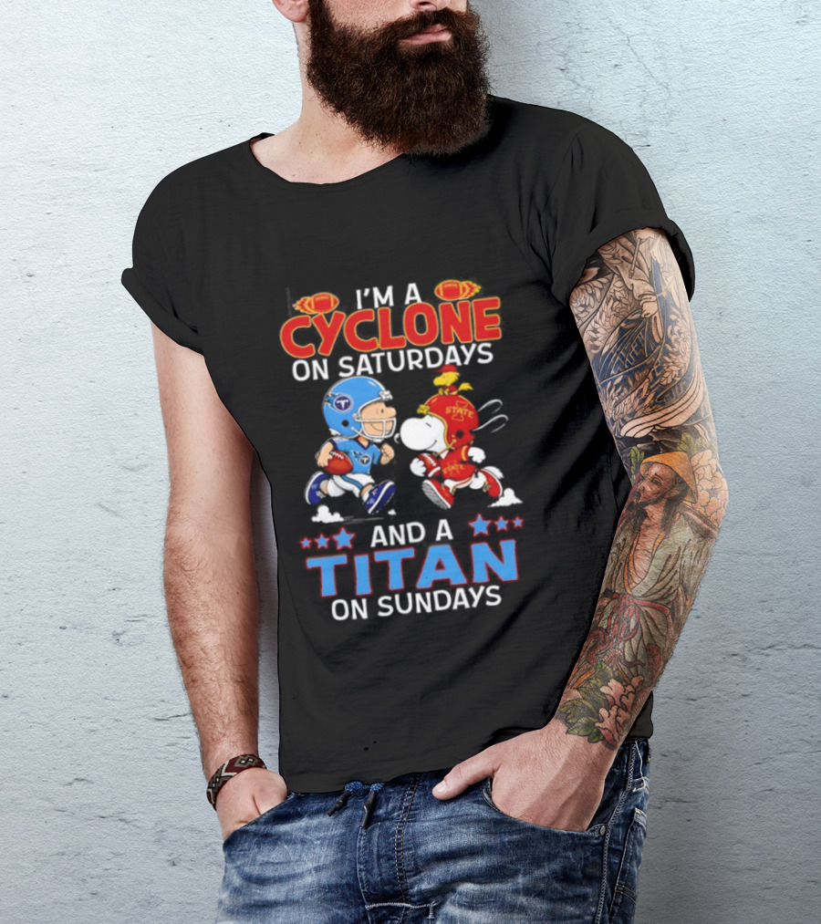 Charlie Brown Cyclone Saturdays Snoopy Titan Sundays Football T-Shirt