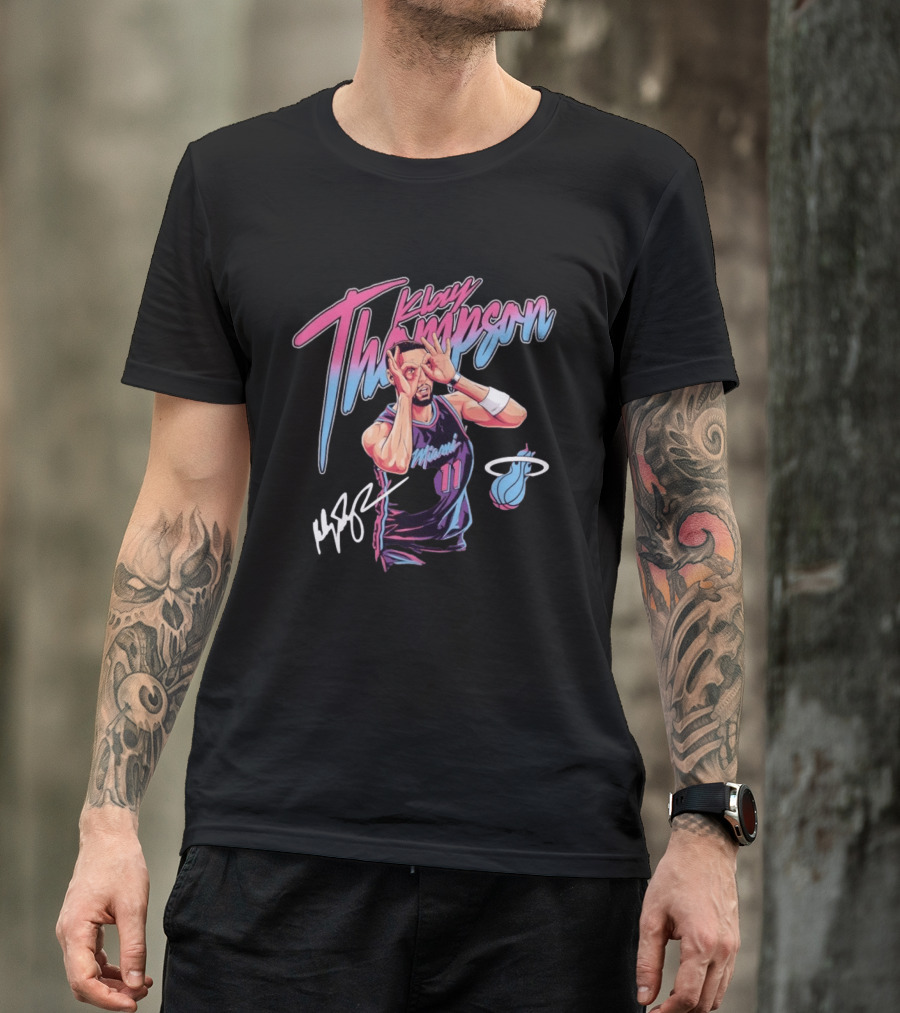 Klay Thompson Miami Heat 11 Three Goggles Signature T-Shirt