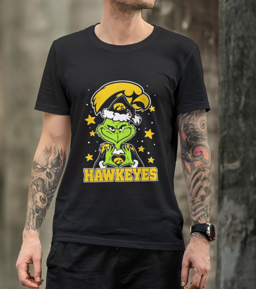 Iowa Hawkeyes Grinch Christmas NCAA Fan Gear T-Shirt