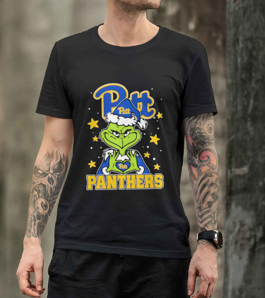Pitt Panthers The Grinch Heart Hands University Of Pittsburgh T-Shirt
