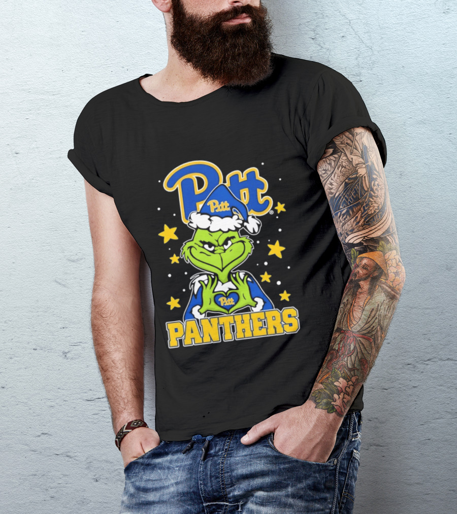 Pitt Panthers The Grinch Heart Hands University Of Pittsburgh T-Shirt