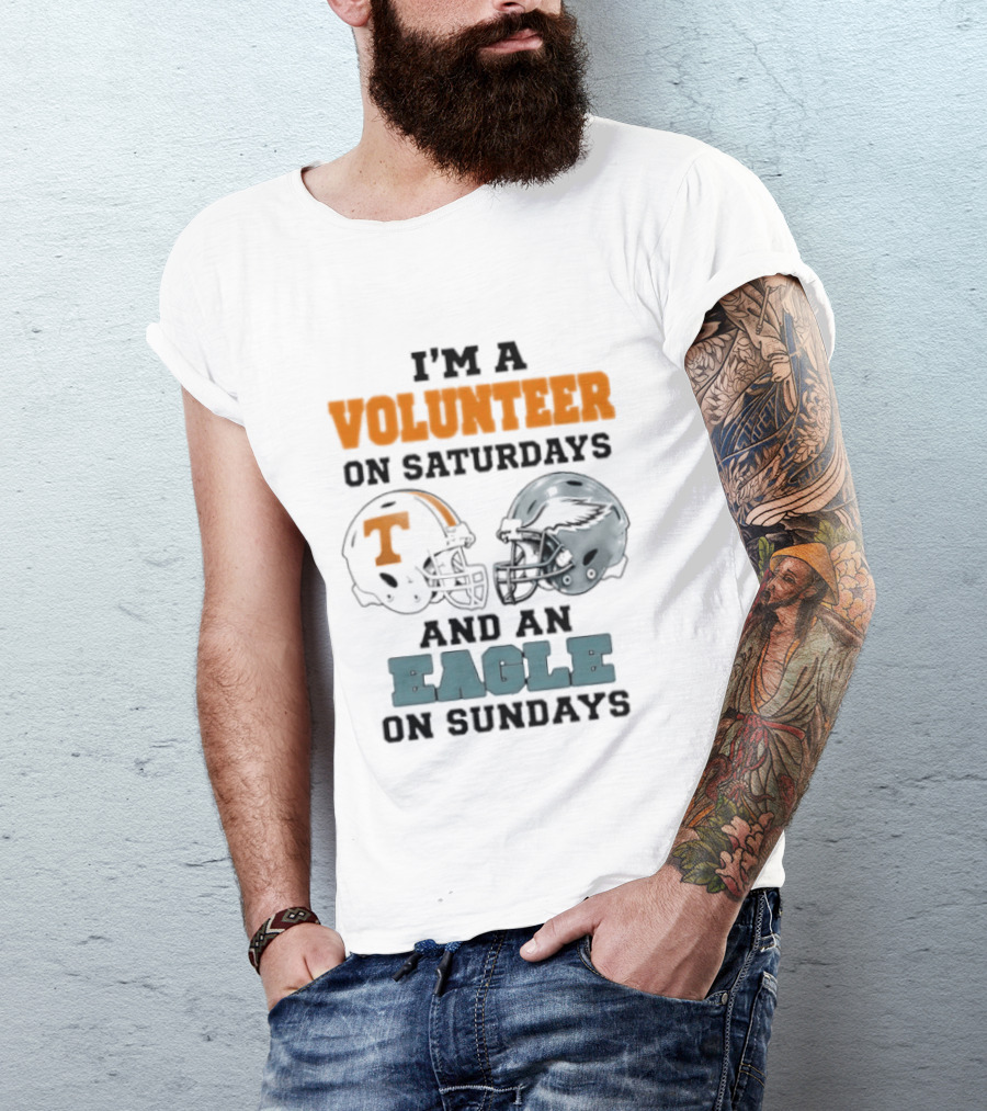 I'm A Volunteer On Saturdays And An Eagle On Sundays Football Helmets T-Shirt