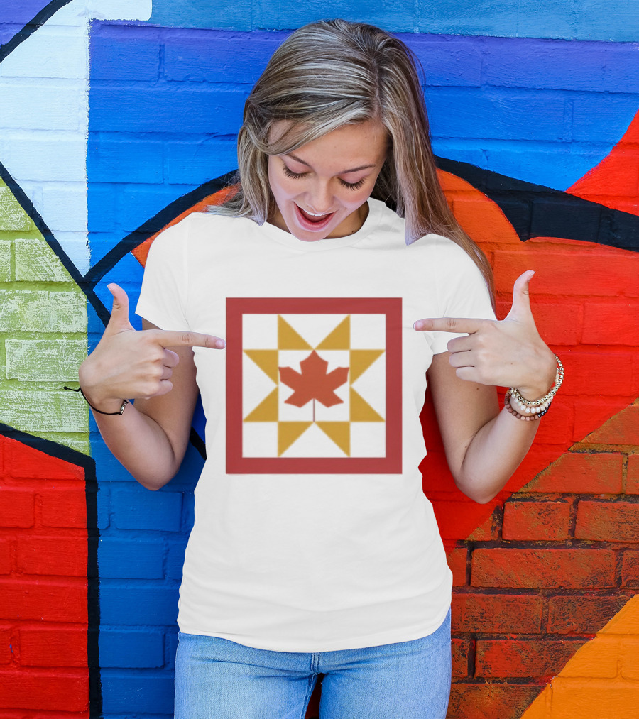 Kentucky Fall Quilt Maple Leaf Star Patchwork T-Shirt