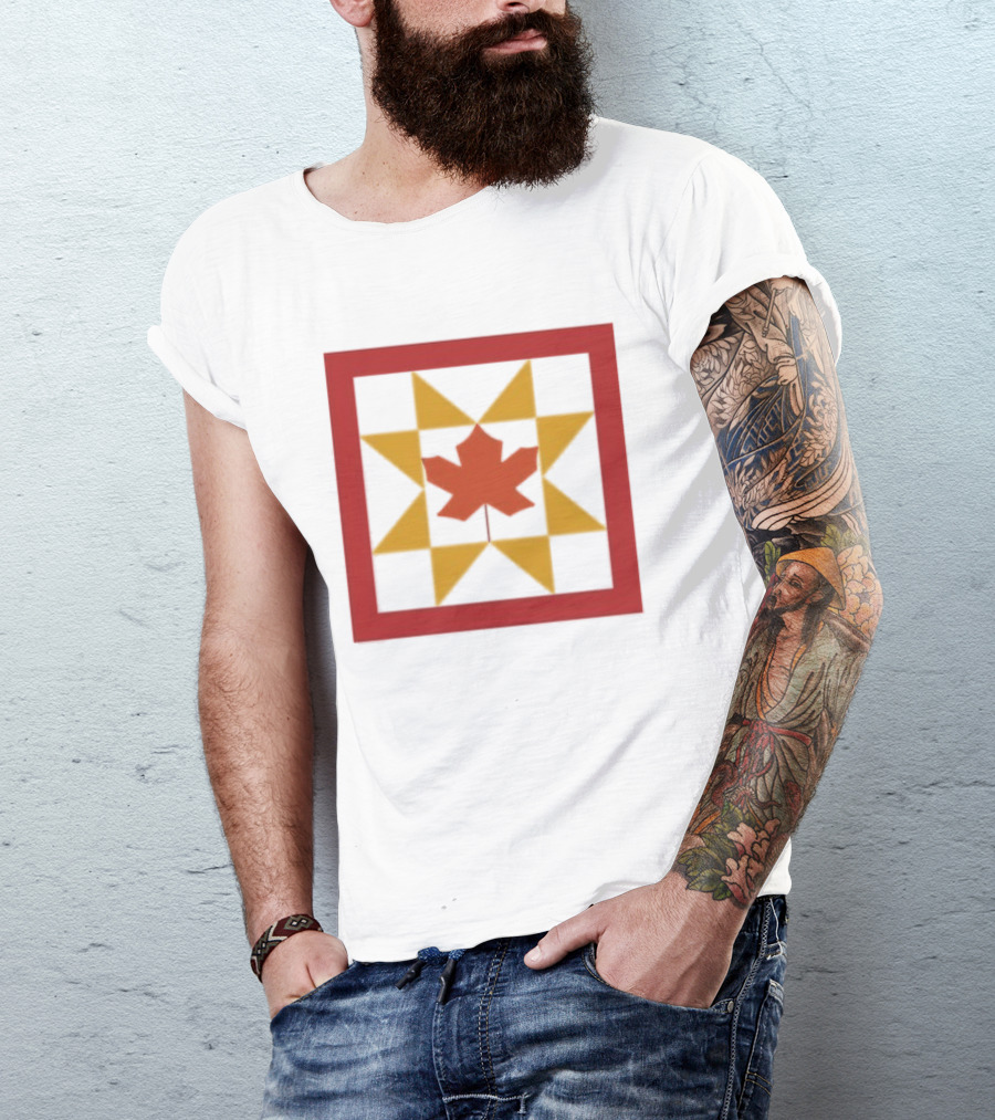 Kentucky Fall Quilt Maple Leaf Star Patchwork T-Shirt