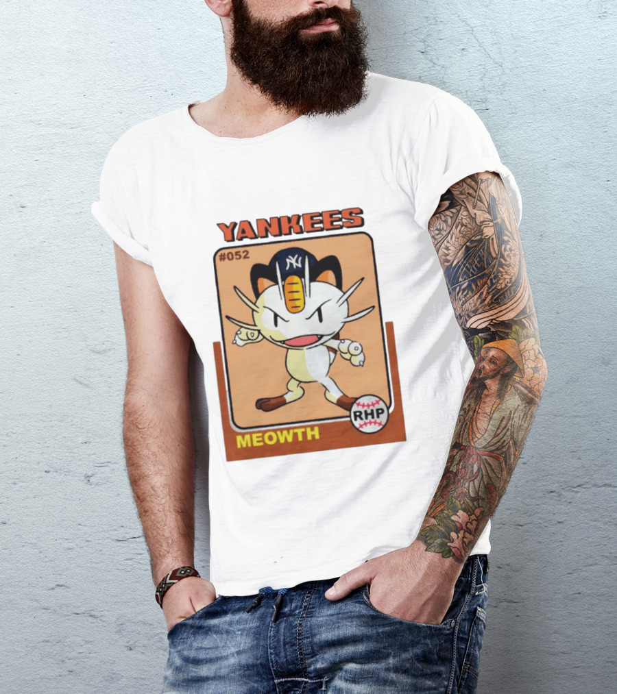 Yankees Meowth #052 RHP Baseball Card T-Shirt