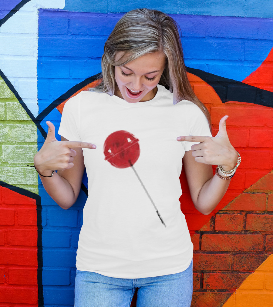 Twojeys Lollipop White Red Candy Stick T-Shirt