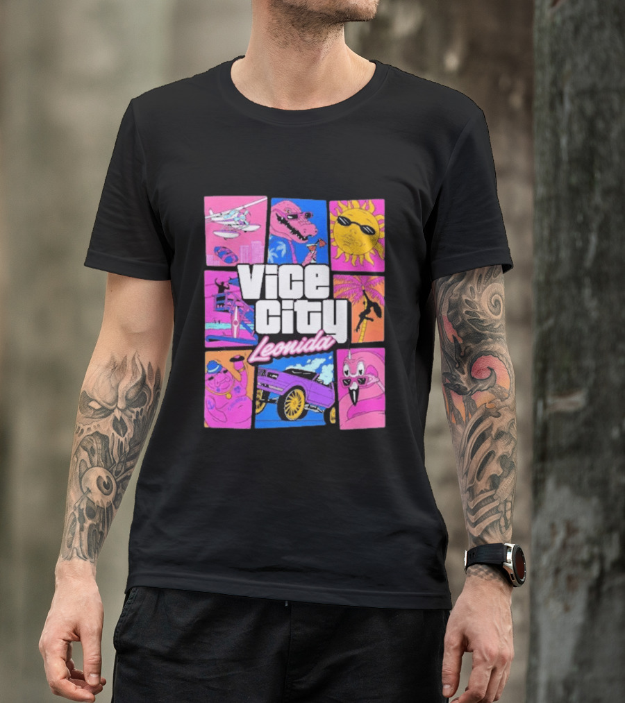 Vice City Leonida Sun Shades Crocodile Pink Car T-Shirt