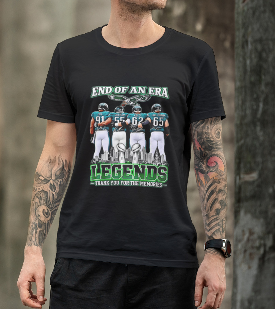 Philadelphia Eagles End Of An Era Legends Cox Graham Kelce Lane Johnson Thank You For The Memories T-Shirt