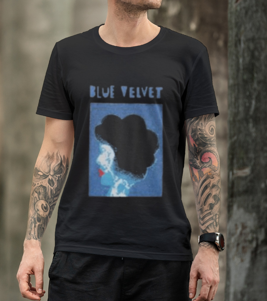 Blue Velvet Afro Silhouette Red Lips T-Shirt