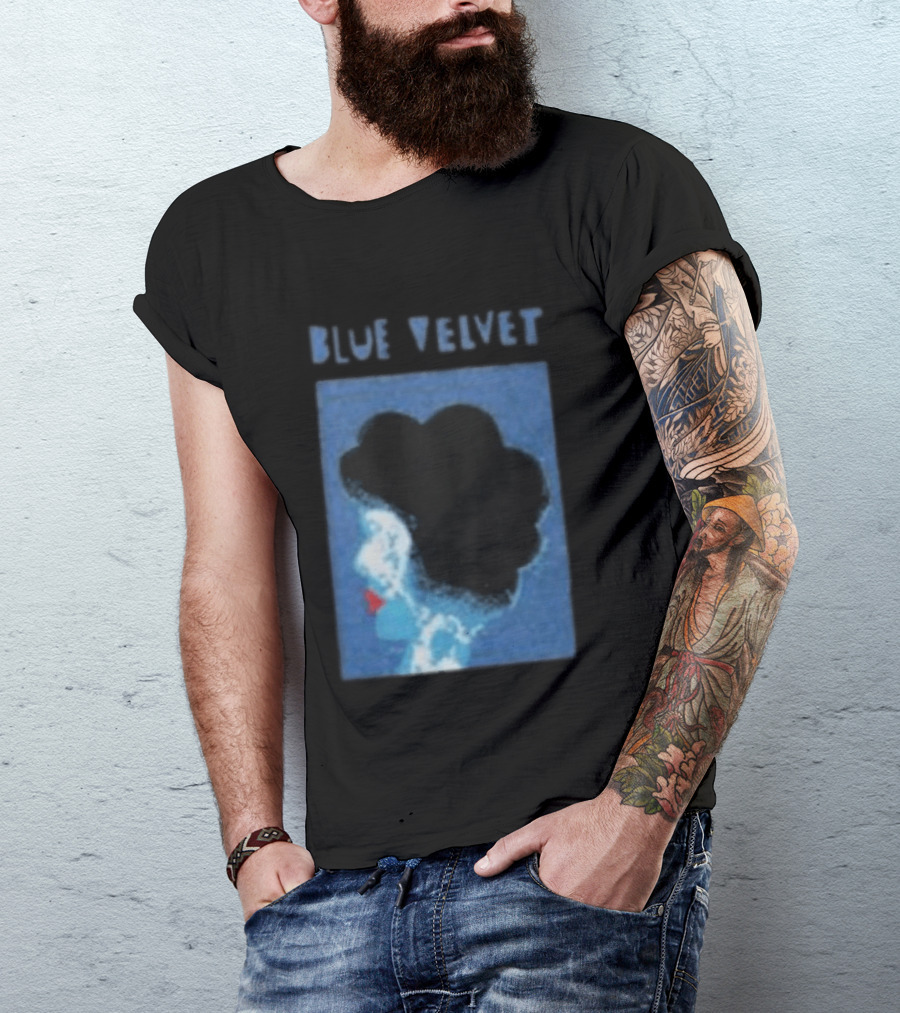 Blue Velvet Afro Silhouette Red Lips T-Shirt