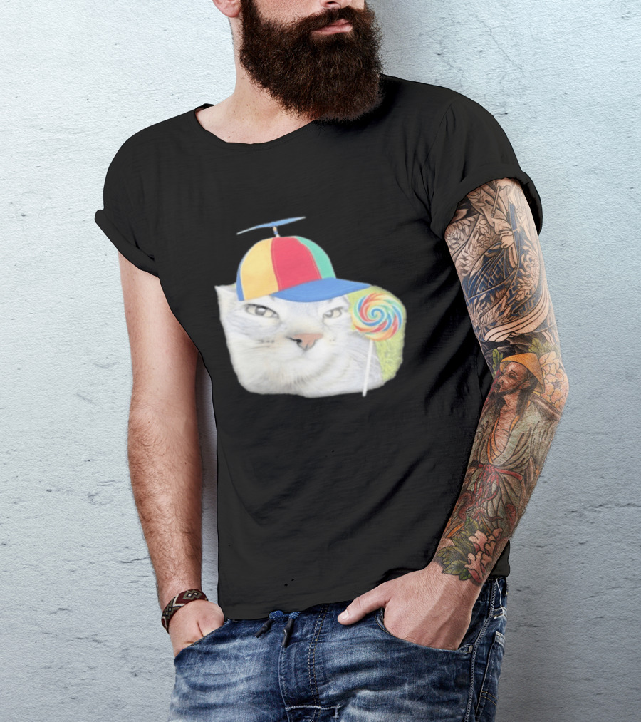 Silly Kitty Cat Candy Rainbow Cap Lollipop T-Shirt