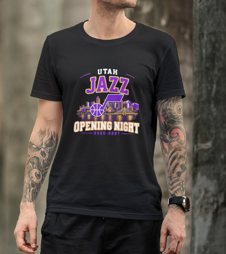 Utah Jazz NBA Opening Night 2026 2027 Skyline T-Shirt