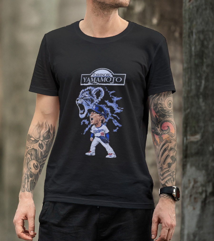 Yoshinobu Yamamoto Baby Lion Los Angeles Dodgers Number 18 T-Shirt