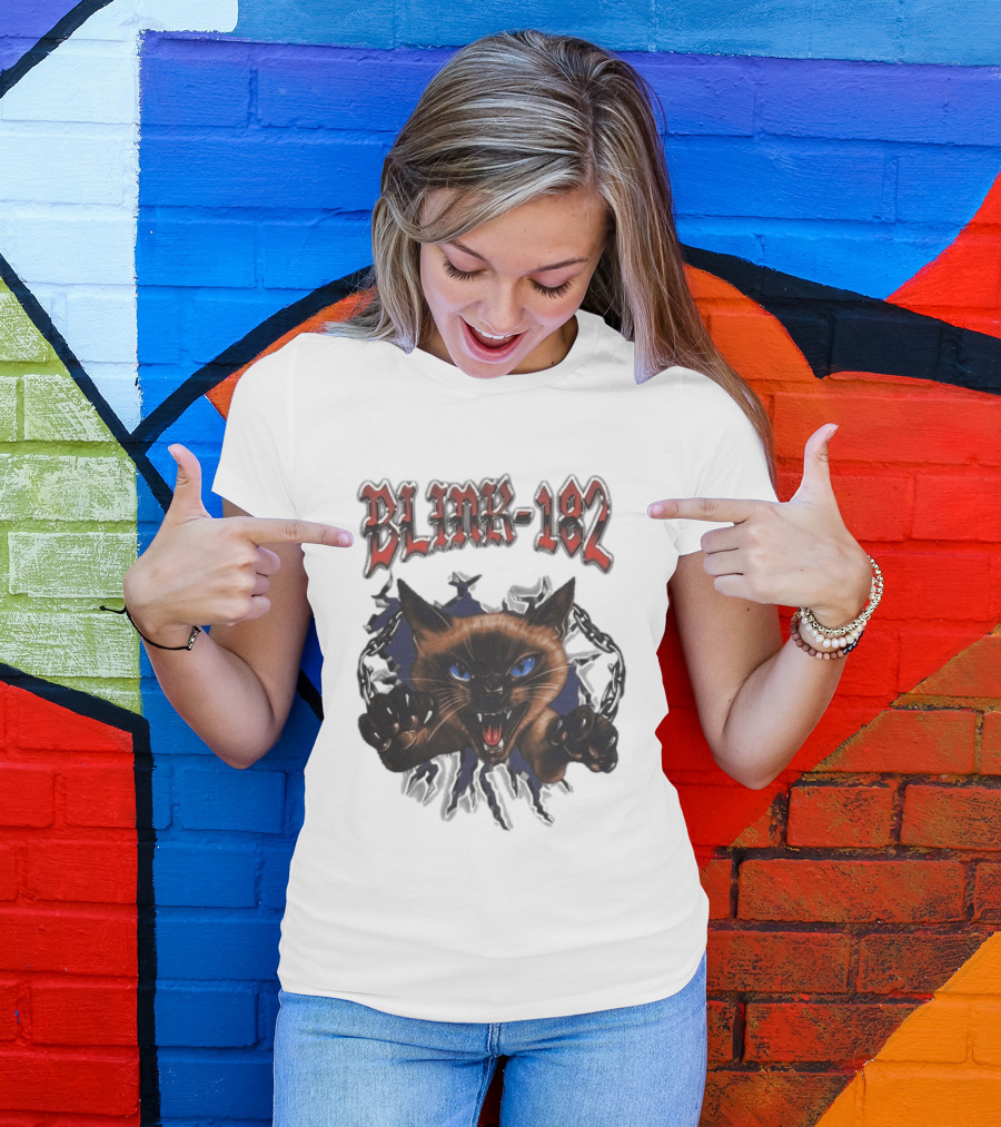 Blink 182 Cheshire Cat Angry Siamese Chain Breakout T-Shirt