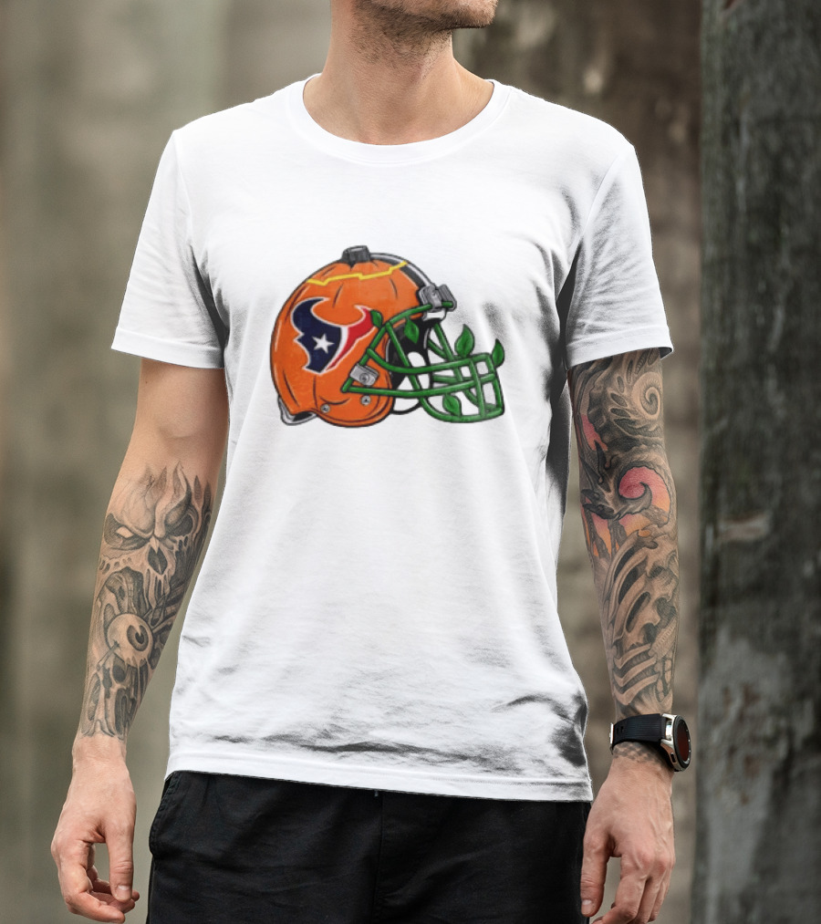 Houston Texans Pumpkin Helmet Halloween Football Fan T-Shirt