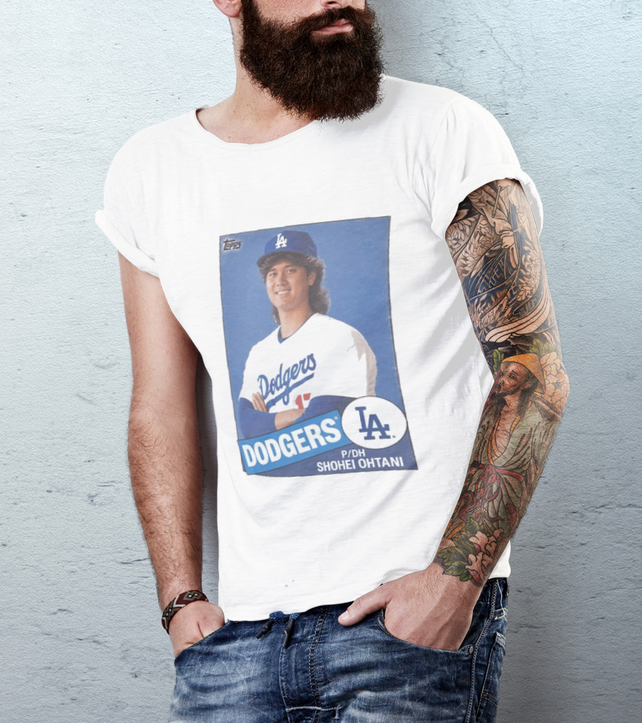 Shohei Ohtani Dodgers P/DH 80s Topps Los Angeles Baseball Card T-Shirt