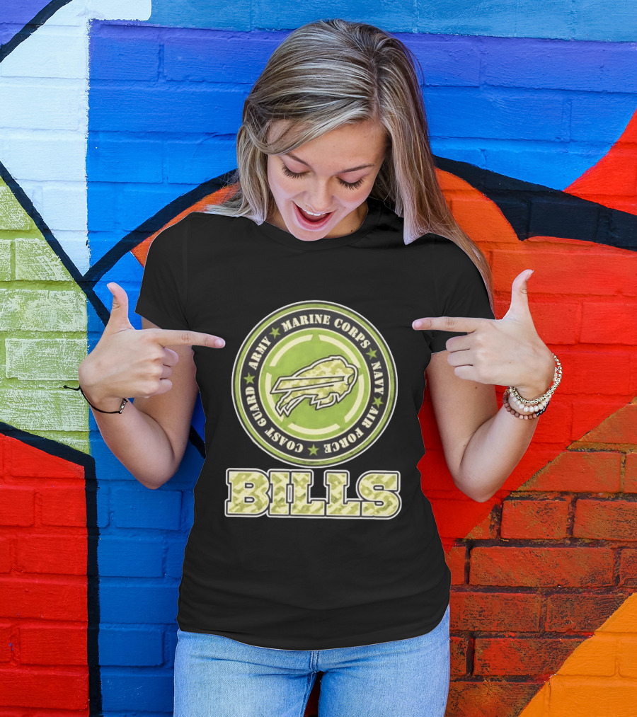 Buffalo Bills Camo Tribute Army Marine Corps Navy Air Force Coast Guard T-Shirt
