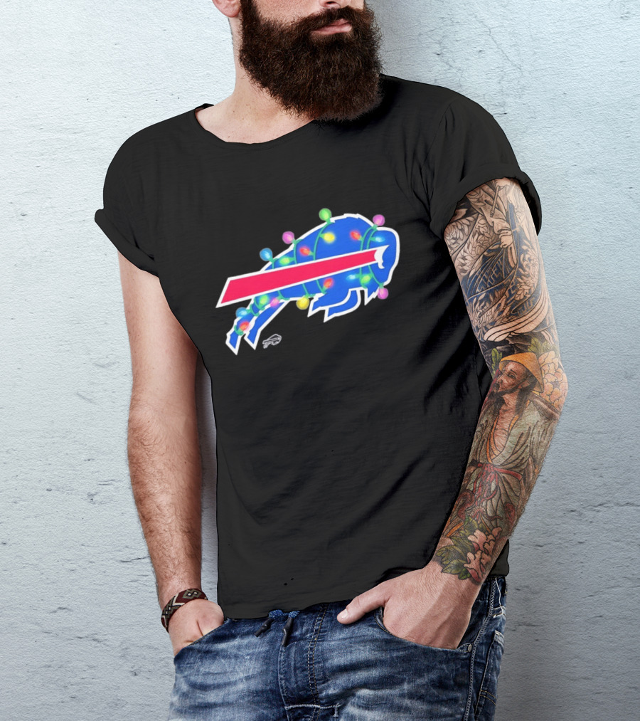 Buffalo Bills Christmas Holiday Lights Football Team Festive Celebration T-Shirt