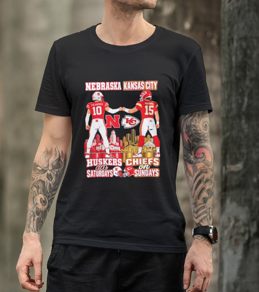 Nebraska Huskers Colandrea Saturdays Kansas City Chiefs Mahomes Sundays T-Shirt