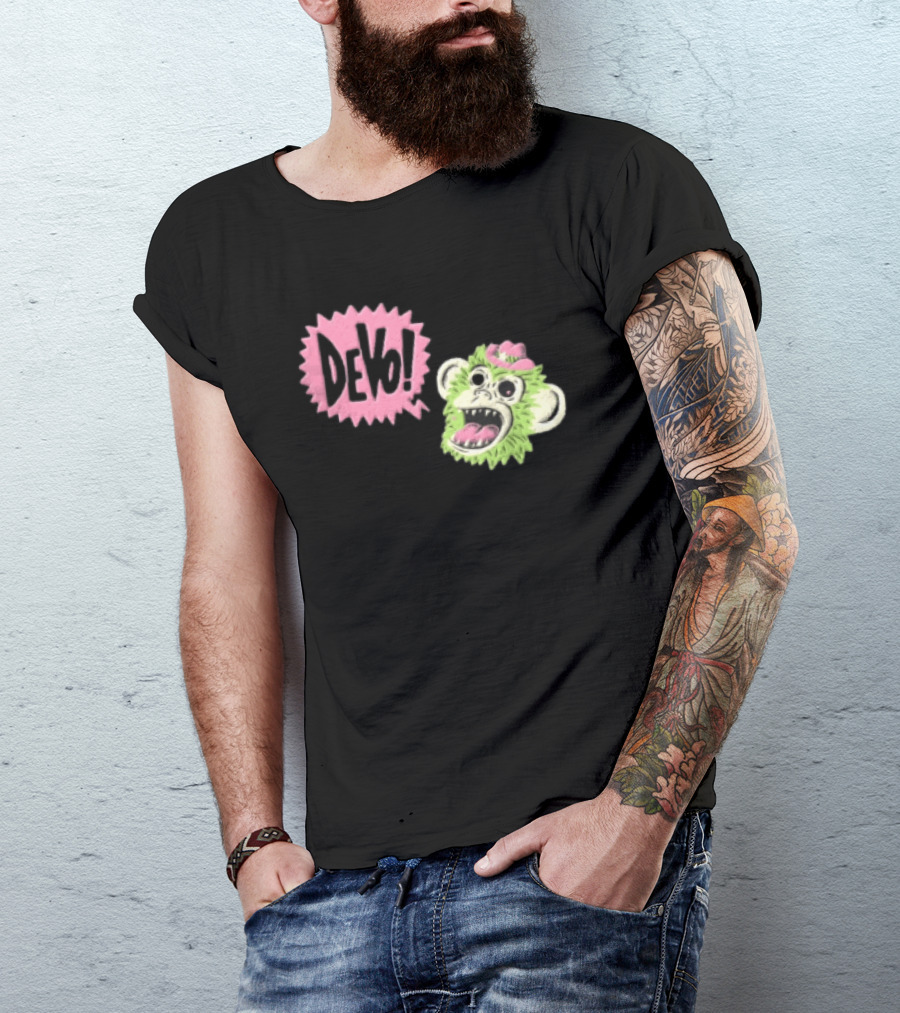 Devo Green Monkey Pink Hat T-Shirt