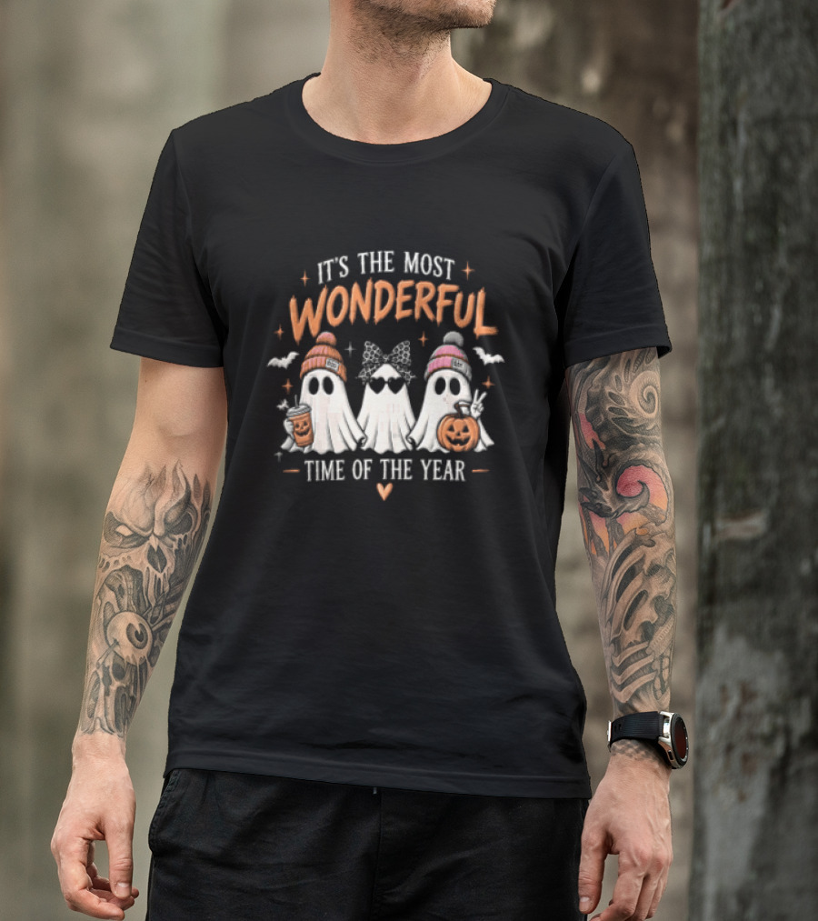 It's The Most Wonderful Time Of The Year Ghost Pumpkin Coffee Halloween T-Shirt