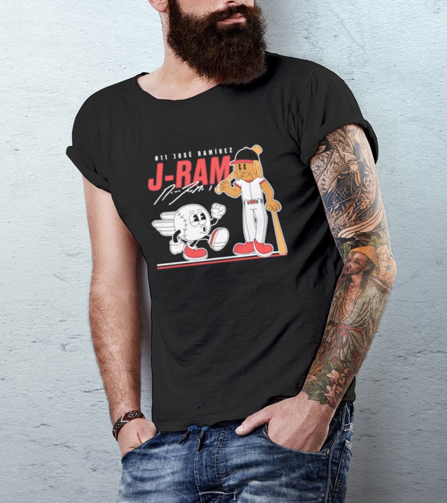 J Ram José Ramírez Number 11 Cleveland Guardians Baseball Cartoon Characters T-Shirt