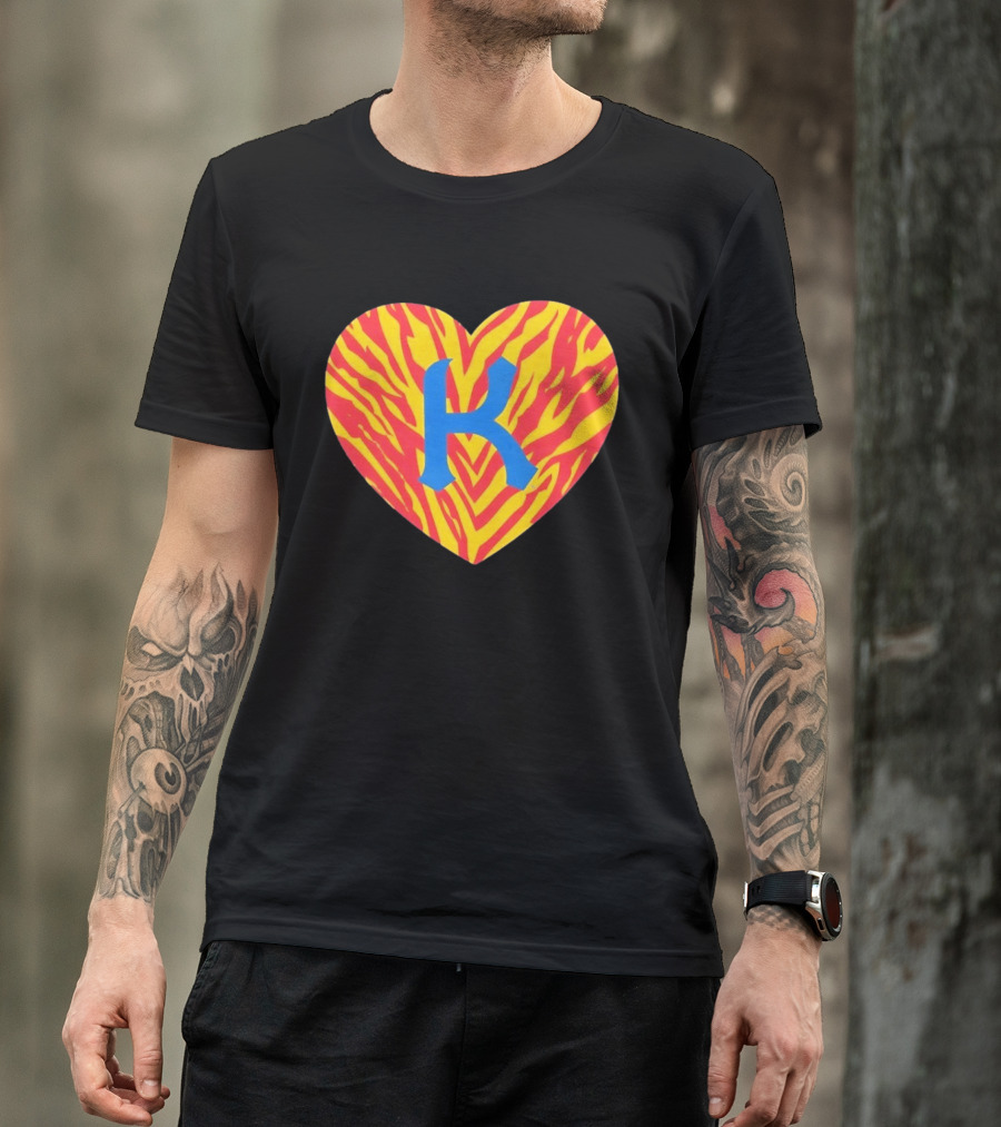 Kansas City Royals Heart Tiger Stripes MLB Baseball T-Shirt