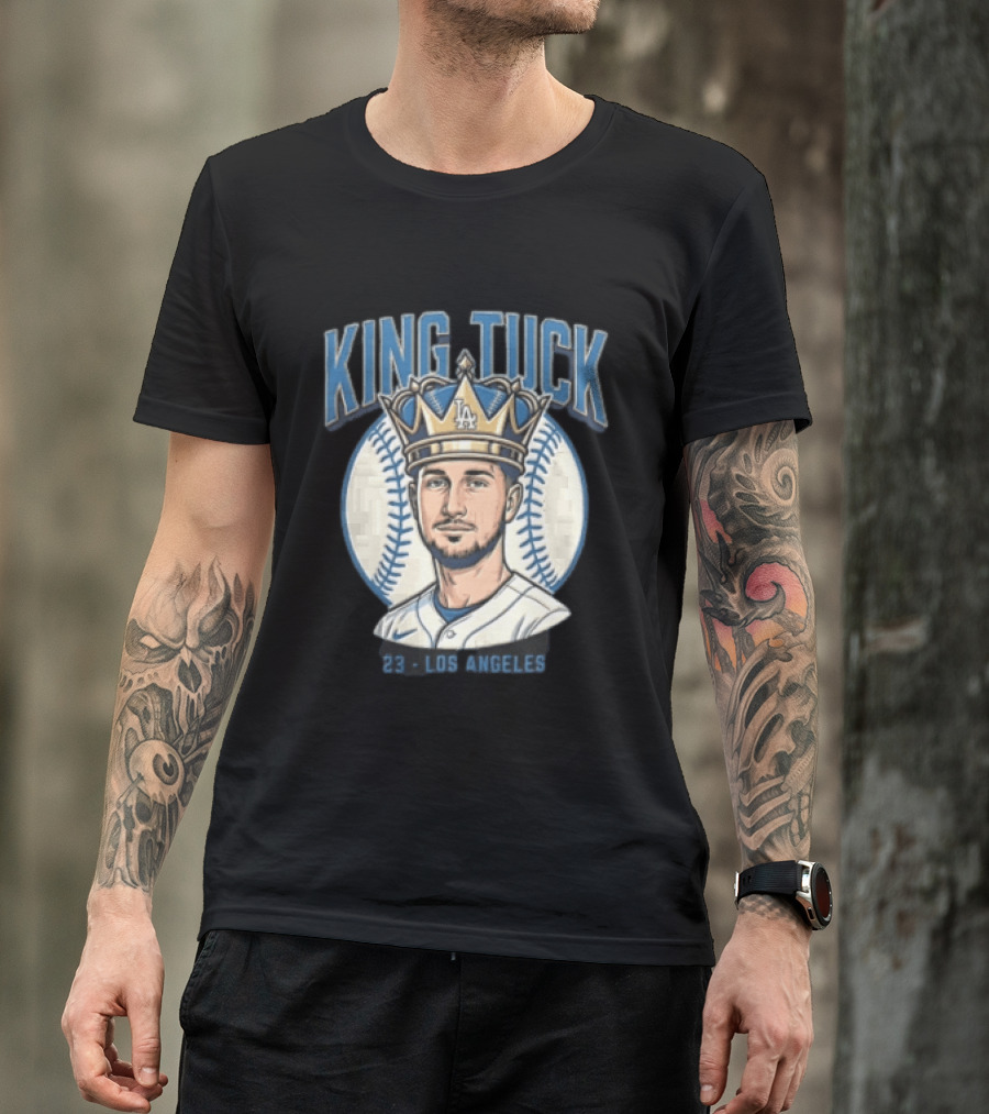 King Tuck Los Angeles Dodgers 23 Baseball Crown T-Shirt