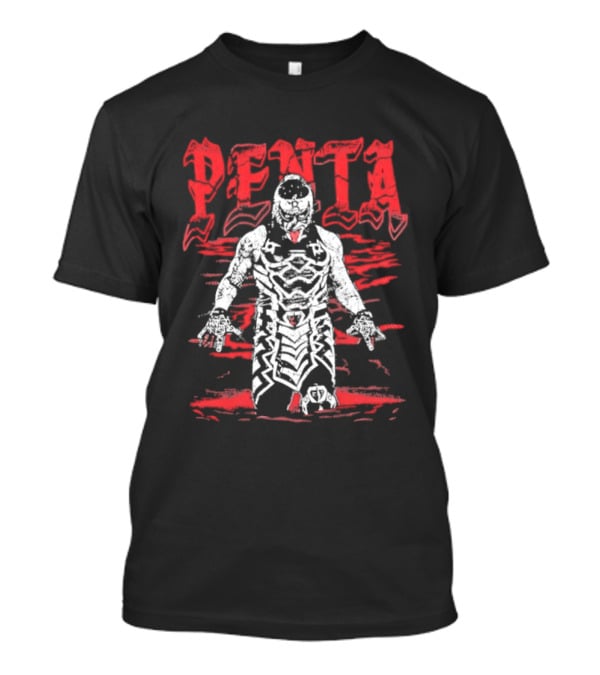 Penta El Zero Miedo Masked Luchador Red Text Wrestling T-Shirt