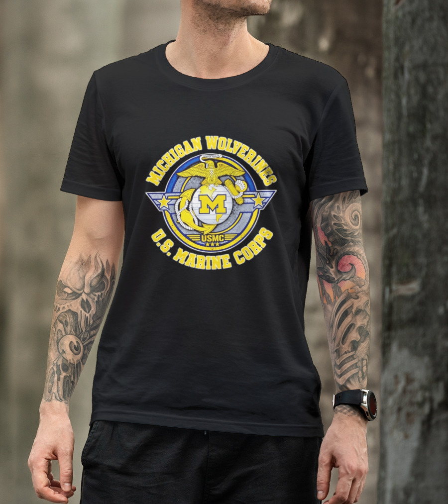 Michigan Wolverines US Marine Corps USMC Semper Fidelis T-Shirt