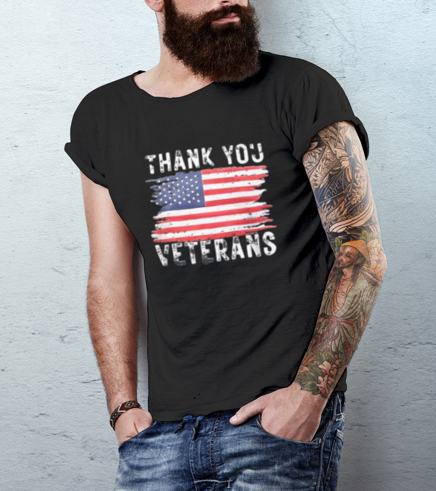 Thank You Veterans American Flag Appreciation T-Shirt